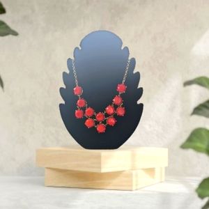 Vintage Beaded Orange/Red Faux Coral Stone & Gold Toned Necklace.